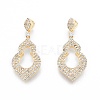 Brass Micro Pave Clear Cubic Zirconia Pendants KK-F841-15G-2