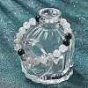 Natural Tourmalinated Quartz/Black Rutilated Quartz Stretch Beaded Bracelets G-A185-01J-5