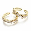 Brass Micro Pave Clear Cubic Zirconia Cuff Rings RJEW-S045-041G-NR-2