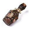 Assembled Synthetic Pyrite and Imperial Jasper Openable Perfume Bottle Pendants G-R481-15E-3