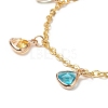 Colorful Glass Triangle Charm Bracelet BJEW-JB09160-2