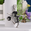 Retro 316 Surgical Stainless Steel Skull Playing Football Pendants STAS-E096-36AS-2