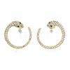 Brass Micro Pave Cubic Zirconia Stud Earrings EJEW-S208-091-2