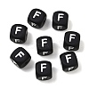 20Pcs Black Cube Letter Silicone Beads 12x12x12mm Square Dice Alphabet Beads with 2mm Hole Spacer Loose Letter Beads for Bracelet Necklace Jewelry Making JX433F-1