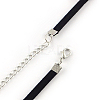 Faux Suede Cord Choker Necklaces with Platinum Tone Brass Rhinestone Pendants and Iron End Chains NJEW-R235-66-3
