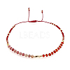Natural Rhodonite & Glass Seed Braided Bead Bracelets HR1333-2-1