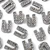 Alloy Initial Slide Charms with Grade A Rhinestones ALRI-R032-U-FF-3