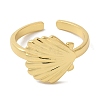 Shell Shape Rack Plating Brass Open Cuff Finger Rings for Women RJEW-L123-008G-2