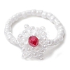 Snowflake Handmade Glass Seed Beads Stretch Rings for Women RJEW-MZ00027-4