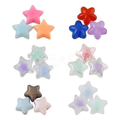 300Pcs 6 Style Transparent & Opaque & Spray Painted Acrylic Beads TACR-YW0001-46-1