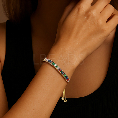 3Pcs 3 Colors Brass Pave Cubic Zirconia Beads Slider Bracelets for Women BJEW-GO0001-07-1