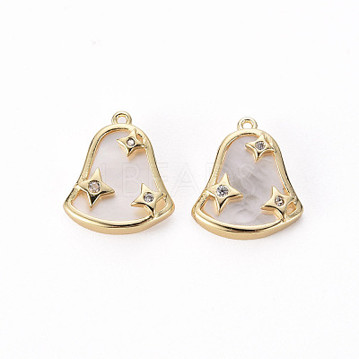 Brass Micro Pave Clear Cubic Zirconia Charms KK-Q765-027-NF-1