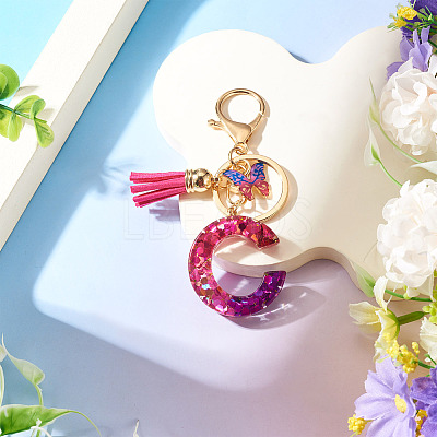 Alloy Resin Butterfly Keychains KEYC-TADJ0002-02G-C-1