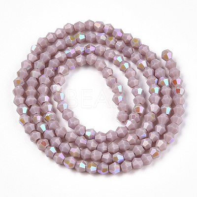Opaque Solid Color Electroplate Glass Beads Strands EGLA-A039-P2mm-L13-1