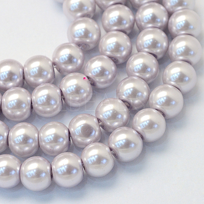 Baking Paint Pearlized Glass Pearl Round Bead Strands X-HY-Q003-10mm-25-1