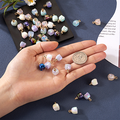 42Pcs 7 Style Electroplate Acrylic Pendants MACR-TA0001-26-1