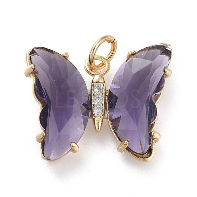 Brass Micro Pave Clear Cubic Zirconia Pendant ZIRC-P079-B02-05-1