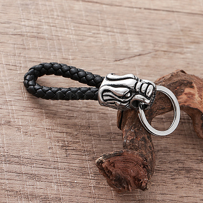 Braided PU Leather Keychains JI5354-1