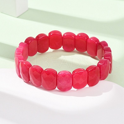 Dyed Natural White Jade Beaded Stretch Bracelets for Unisex G-K303-01K-01-1