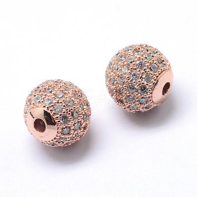 Rack Plating Brass Cubic Zirconia Beads ZIRC-S001-10mm-A03-1