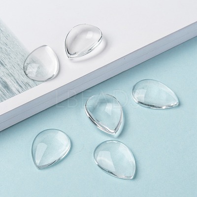 Transparent Teardrop Glass Cabochons GGLA-R024-25x18-1