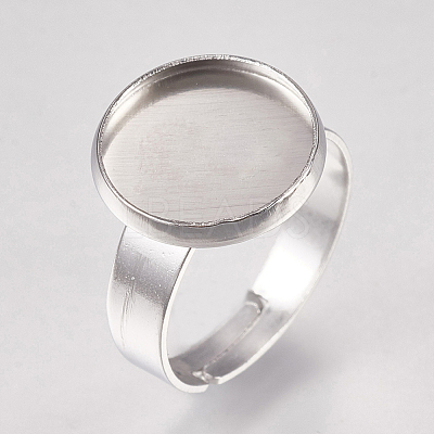 Tarnish Resistant 304 Stainless Steel Pad Ring Settings STAS-G173-19P-12mm-1