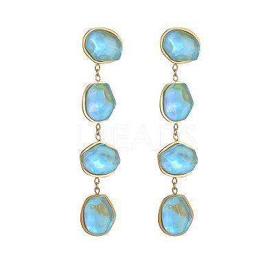 304 Stainless Steel & Glass Dangle Stud Earrings WGE7ABD-01-1