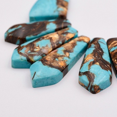 Assembled Bronzite and Synthetic Turquoise Beads Strands G-P297-K01-1