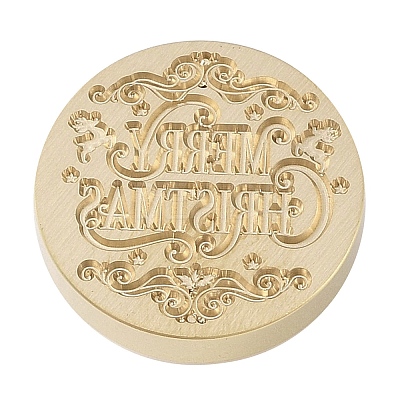 Merry Christmas Series Wax Seal Brass Stamp Head LS-AJEW-M037-01G-14-1