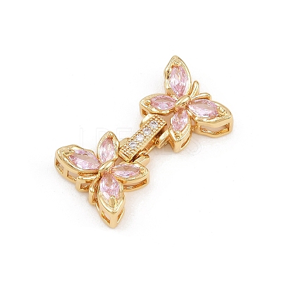 Brass Micro Pave Cubic Zirconia Fold Over Clasps KK-C075-42G-1