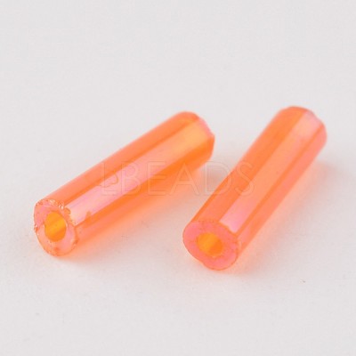 Transparent Colours Rainbow Glass Bugle Beads X-TSDB6MM169-1