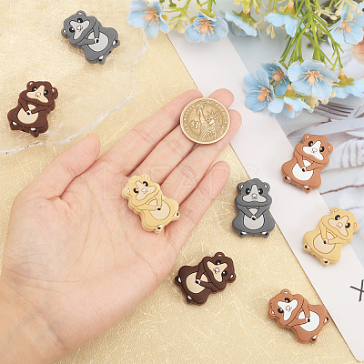 16Pcs 4 Colors Squirrel Food Grade Eco-Friendly Silicone Focal Beads SIL-CA0003-02-1