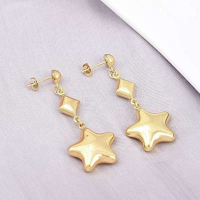304 Stainless Steel Dangle Stud Earrings EJEW-P325-04B-G-1