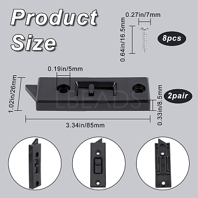 2 Pairs Plastic Window Latch Locks KY-GF0001-26A-1