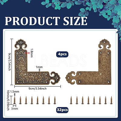 4Pcs Brass Corner Protector for Cabinet Furniture KK-PH0014-18AG-1