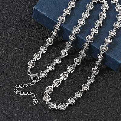 304 Stainless Steel Heart Link Chain Necklaces SA-CBA2696-01P-1