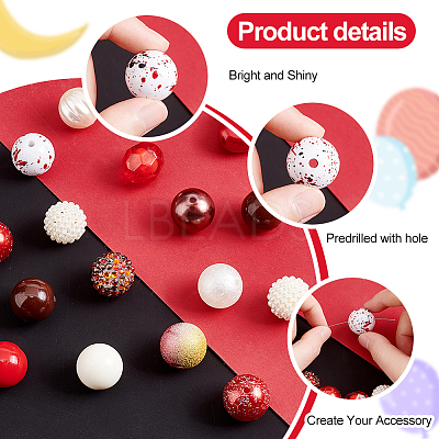 1 Set Mixed Style Acrylic Round Beads Sets SACR-PH0001-52H-1
