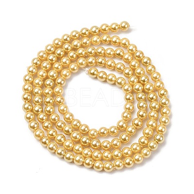 Electroplated Shell Pearl Beads Strands BSHE-G041-3mm-01-1