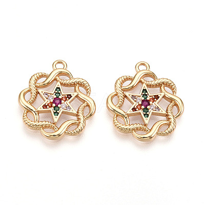 Brass Micro Pave Cubic Zirconia Pendants KK-N262-108A-G-1