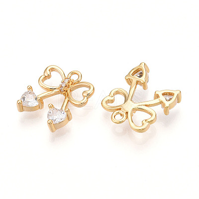 Brass Micro Pave Cubic Zirconia Charms KK-N261-87G-1