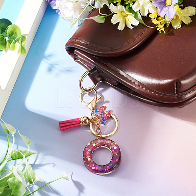 Alloy Resin Butterfly Keychains KEYC-TADJ0002-02G-O-1