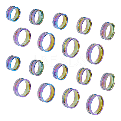 18Pcs 9 Size 201 Stainless Steel Grooved Finger Rings Set for Men Women STAS-UN0045-59A-M-1