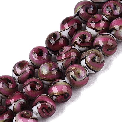 Gold Sand Handmade Lampwork Beads Strands LAMP-N037-08E-1