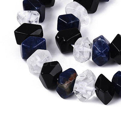 Natural Obsidian & Sodalite & Quartz Crystal Beads Strands G-N358-01A-02-1