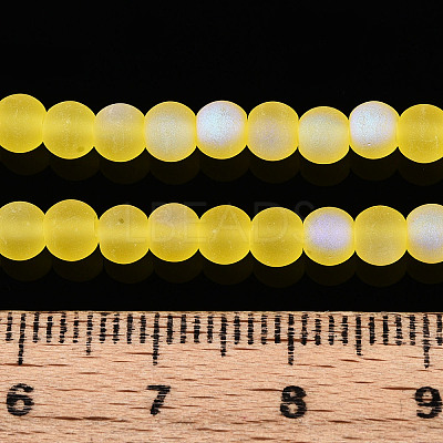 Frosted Transparent Glass Beads Strands GLAA-T032-T4mm-MBB11-1