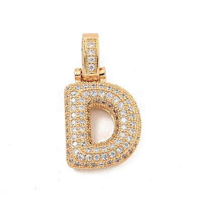 Brass Micro Pave Clear Cubic Zirconia Pendants KK-B099-01G-D-1