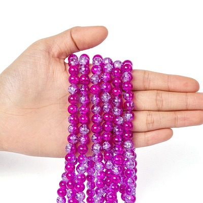 Spray Painted Crackle Glass Beads Strands CCG-Q002-8mm-09-1