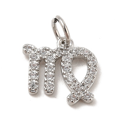 Brass Micro Pave Cubic Zirconia Charms KK-E077-02P-06-1