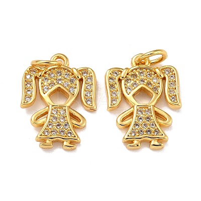 Brass Micro Pave Cubic Zirconia Charms ZIRC-A021-54G-B-1