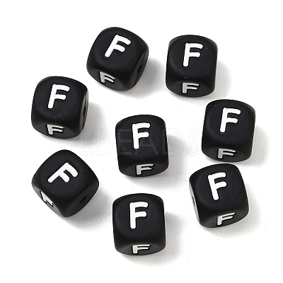 20Pcs Black Cube Letter Silicone Beads 12x12x12mm Square Dice Alphabet Beads with 2mm Hole Spacer Loose Letter Beads for Bracelet Necklace Jewelry Making JX433F-1
